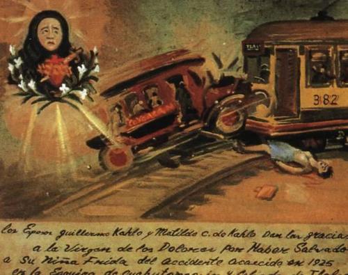1943, Ex-Voto retraçant l'accident de bus de Frida Kahlo