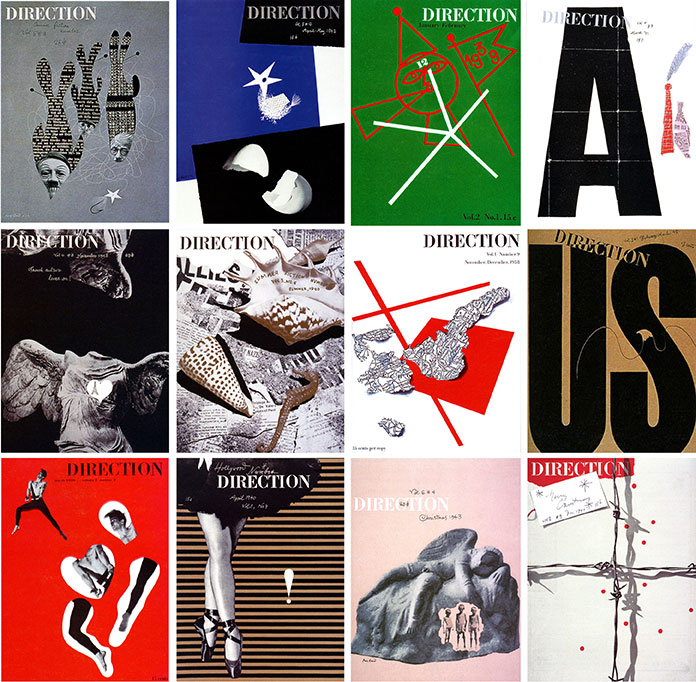 Couvertures de numéro de la revue artistique et culturelle Direction créées par Paul Rand 
