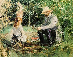 Eugène Manet et sa fille au jardin de Bougival, Berthe Morisot, 1883 