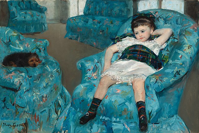 Petite Fille dans un fauteuil bleu, Mary Cassatt, 1878 