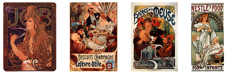 Affiches publicitaires par Alphonse Mucha, 1896-1897 