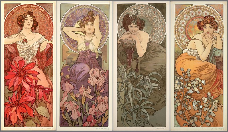 Série Pierres Précieuses, 1900, Rubis, Améthyste, Emeraude et Topaze 