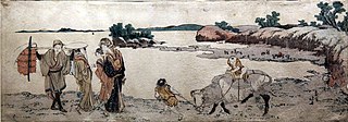 Errance le long de la rivière Sumida, Gakyōjin Hokusai, vers 1800