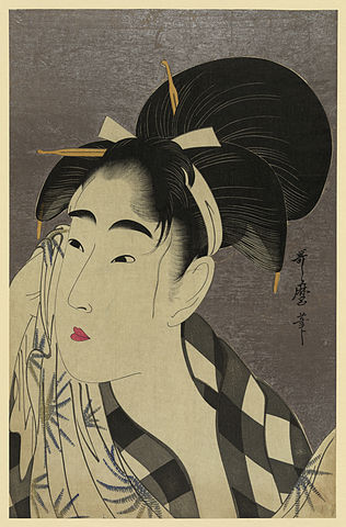 Femme essuyant sa sueur, Utamaro, 1798