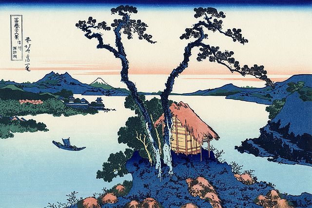 Le lac Suwa dans la province de Shinano, 17ème estampe du recueil 