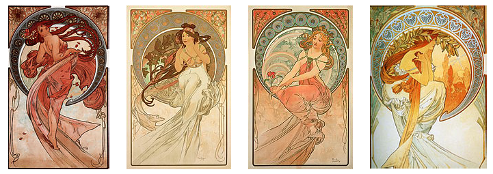 Série Les Arts, Danse, Musique, Peinture et Poésie, Alphonse Mucha, 1898 