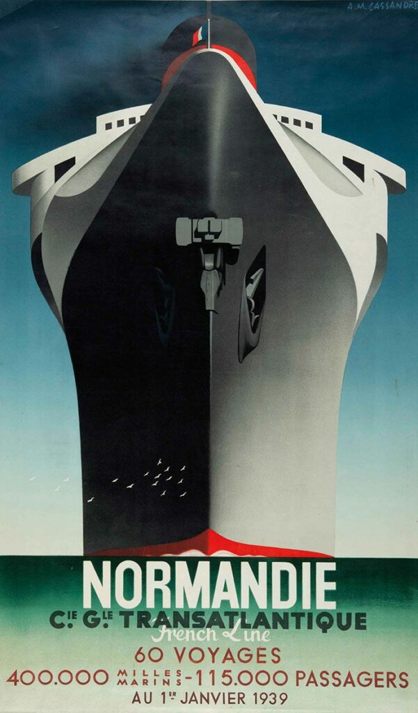 Affiche publicitaire pour le paquebot Normandie, Cassandre, 1939 