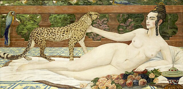 L'Odalisque au guépard, Jacqueline Marval, 1900 