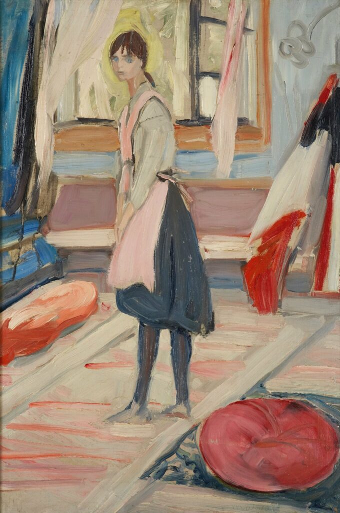 Jeune fille aux drapeaux Chisseaux, Jacqueline Marval, 1918