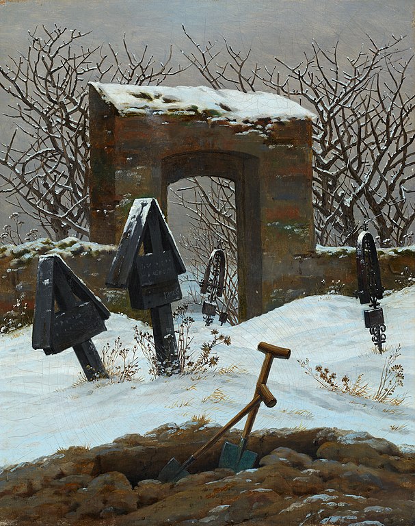 Cimetière sous la neige, Caspar David Friedrich, 1827 