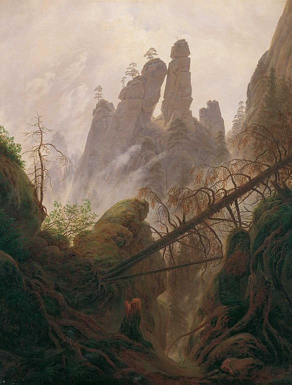 Paysage rocheux dans la Elbsandsteingebirge, Caspar David Friedrich, 1822 